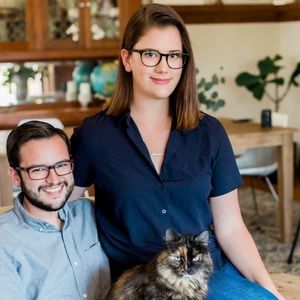 Uniqlo button down navy blouse